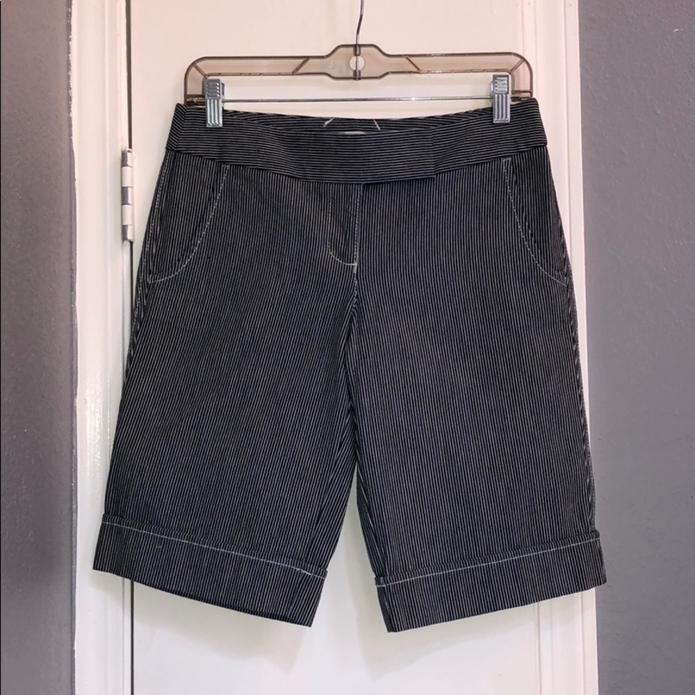 LOFT navy blue and white stripped shorts